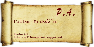 Piller Arikán névjegykártya